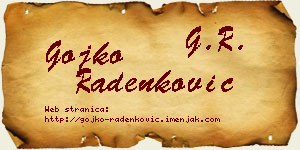 Gojko Radenković vizit kartica